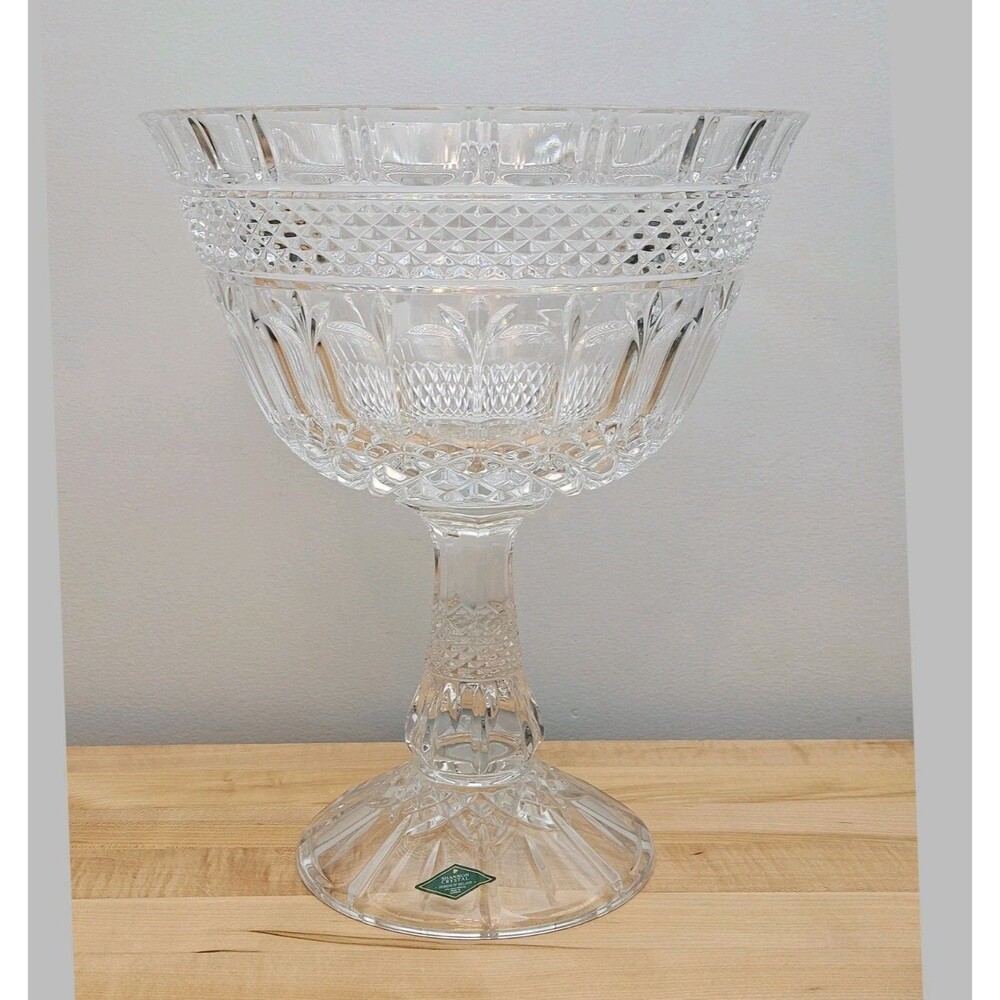 VINTAGE Godinger Shannon Crystal Footed Pedestal Bowl MAGNIFICENT HEAVY MASSIVE